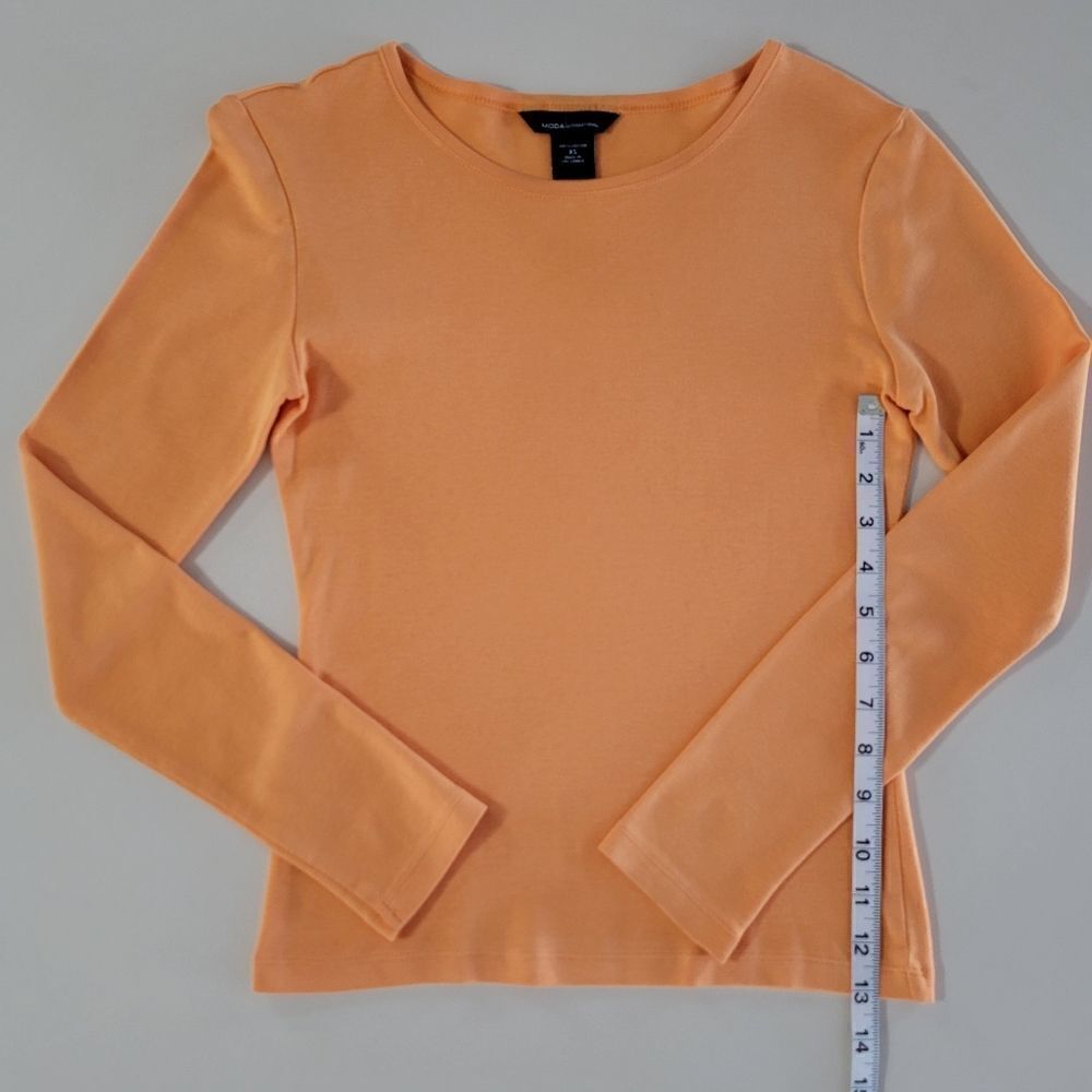VS Moda International Women's Orange Long Sleeve Crewneck Pullover Top - Picture 5 of 9